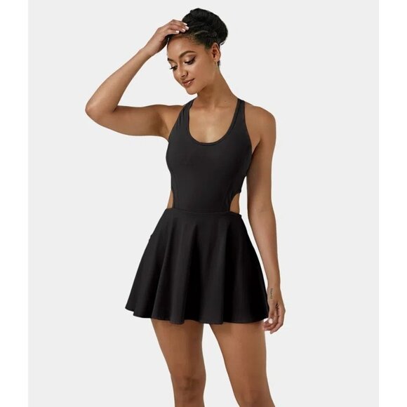 Halara Everyday Cloudful Air 2-in-1 Cool Touch Dress-Showstopper Black S - Picture 1 of 6